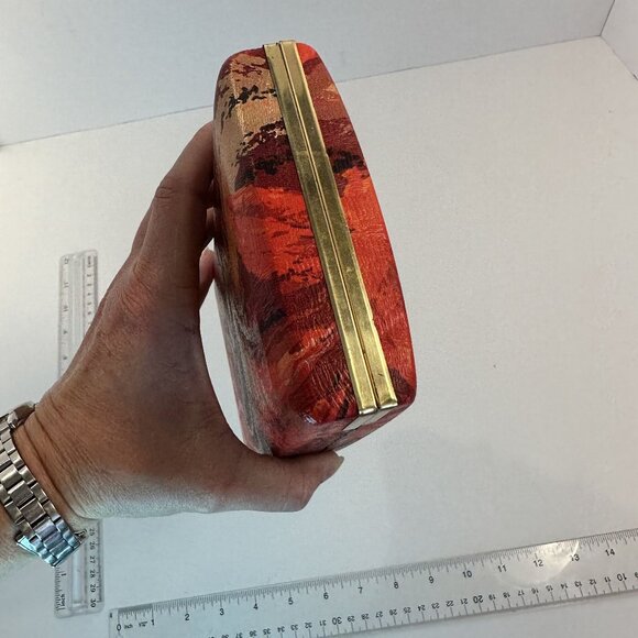 Vintage 1960s Red Clutch Cosmetic Jewelry Purse Vanity Storage MCM Decor - Picture 7 of 8